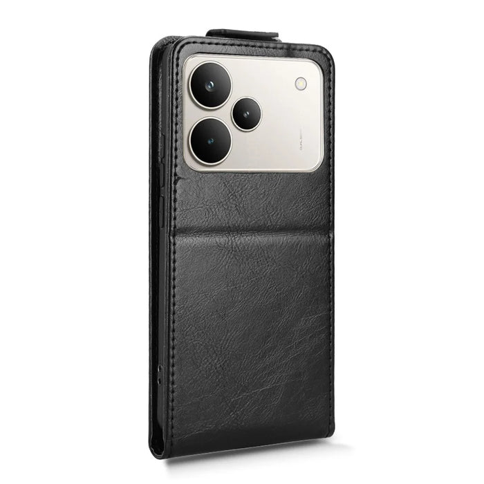 For Realme P4 Pro 5G Stand Case Magnetic Clasp Vertical Flip Leather Phone Cover with Card Holder - Black - 7