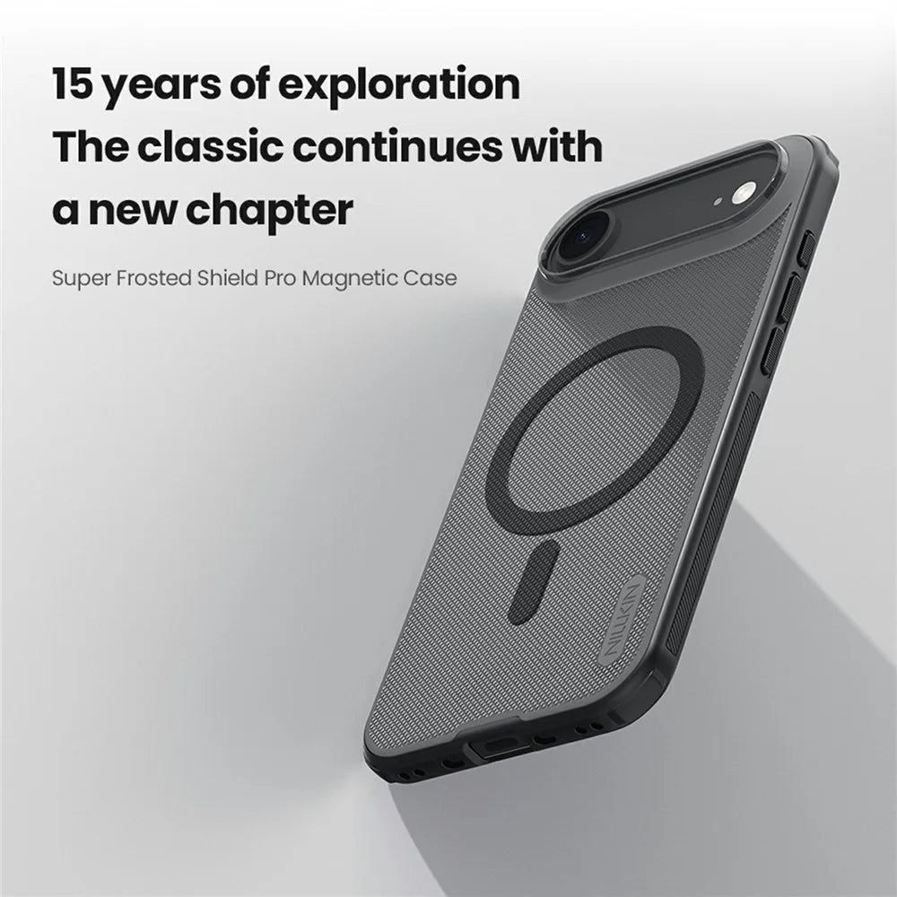 NILLKIN Super Frosted Shield Pro for iPhone Air Magnetic Case Matte PC TPU Clear Black Phone Back Cover - Transparent Black - 6