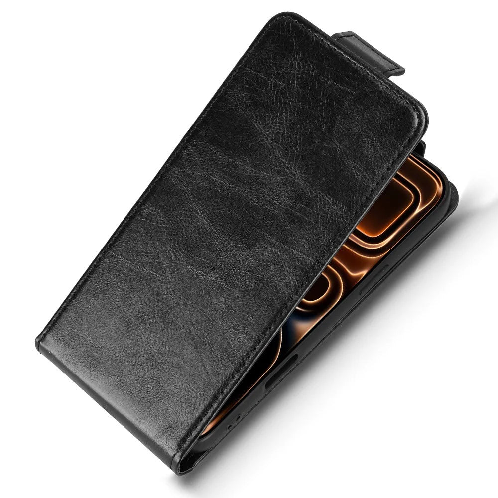 For iPhone 18 Pro Max / 17 Pro Max Stand Case Magnetic Clasp Vertical Flip Leather Phone Cover with Card Holder - Black - 4