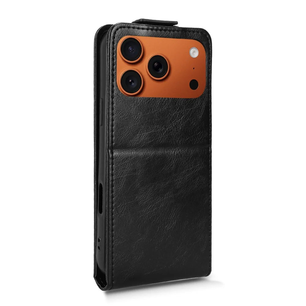 For iPhone 18 Pro Max / 17 Pro Max Stand Case Magnetic Clasp Vertical Flip Leather Phone Cover with Card Holder - Black - 7
