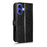 For iPhone 17 Wallet Case Dot Pattern Imprint PU Leather Phone Cover with Wrist Strap - Black - 6
