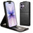 For iPhone 17 Stand Case Magnetic Clasp Vertical Flip Leather Phone Cover with Card Holder - Black - 1