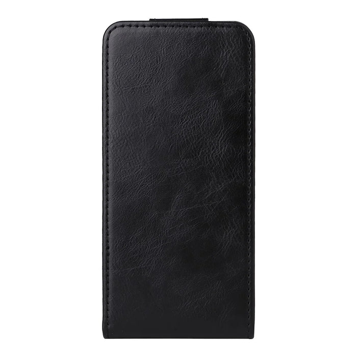For iPhone 17 Stand Case Magnetic Clasp Vertical Flip Leather Phone Cover with Card Holder - Black - 6