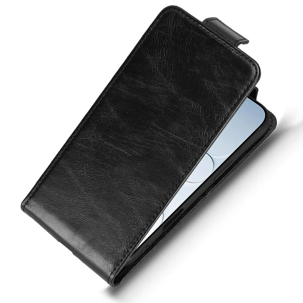 For iPhone Air Stand Case Magnetic Clasp Vertical Flip Leather Phone Cover with Card Holder - Black - 4