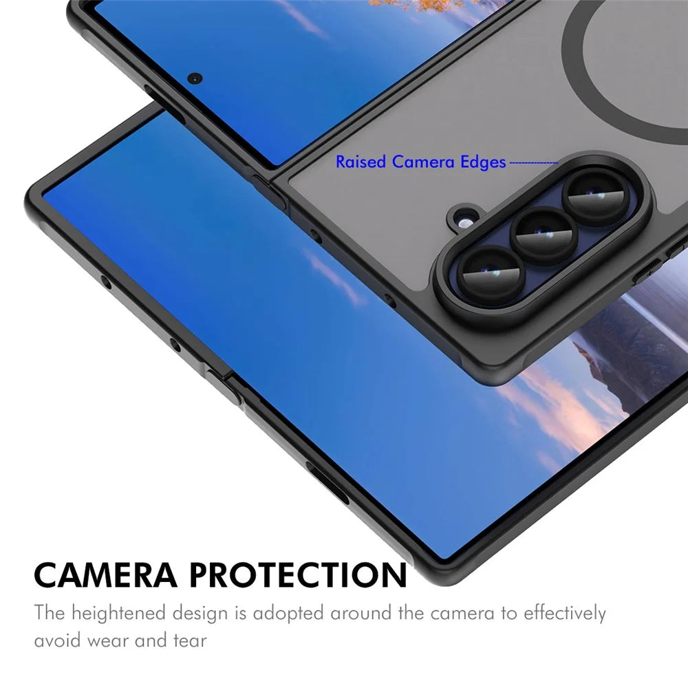 ENKAY HAT-PRINCE For Samsung Galaxy Z Flip7 5G Magnetic Case with 9H Tempered Glass PC TPU Matte Phone Cover - Black - 4