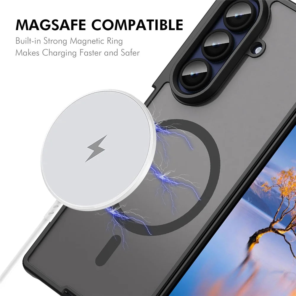 ENKAY HAT PRINCE For Samsung Galaxy Z Fold7 5G Magnetic Case with 9H Tempered Glass PC TPU Matte Phone Cover - Black - 2