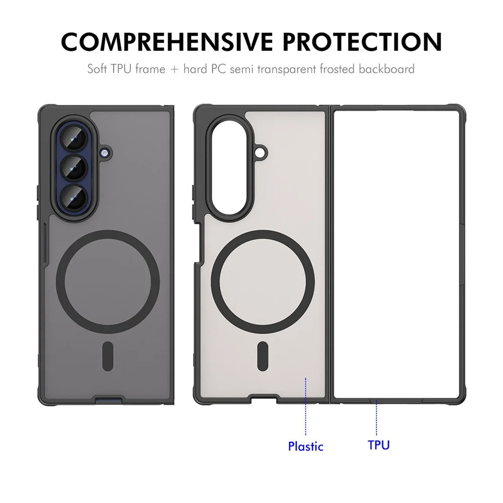 ENKAY HAT PRINCE For Samsung Galaxy Z Fold7 5G Magnetic Case with 9H Tempered Glass PC TPU Matte Phone Cover - Black - 3