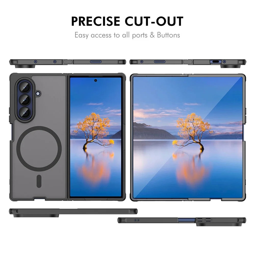 ENKAY HAT PRINCE For Samsung Galaxy Z Fold7 5G Magnetic Case with 9H Tempered Glass PC TPU Matte Phone Cover - Black - 7