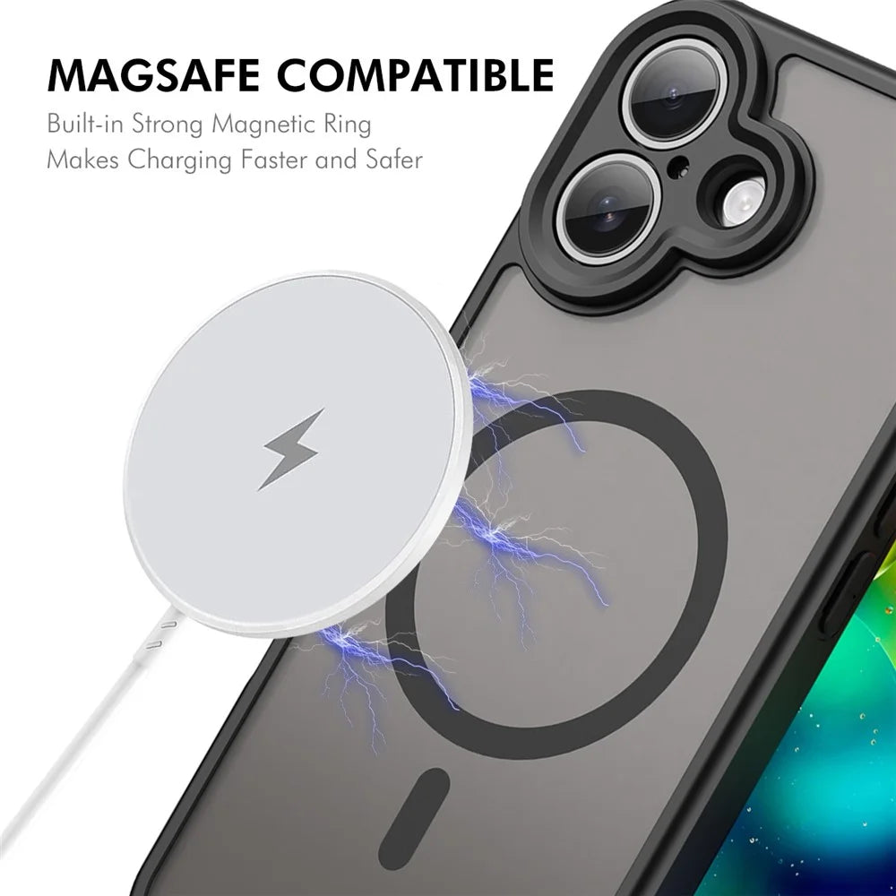 ENKAY HAT PRINCE For iPhone 16 Plus Magnetic Case with 9H Tempered Glass PC TPU Matte Phone Cover - Black - 2