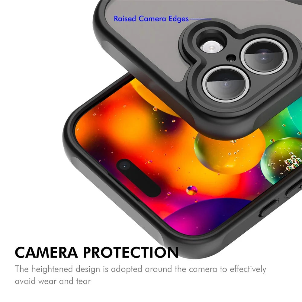 ENKAY HAT PRINCE For iPhone 16 Plus Magnetic Case with 9H Tempered Glass PC TPU Matte Phone Cover - Black - 4