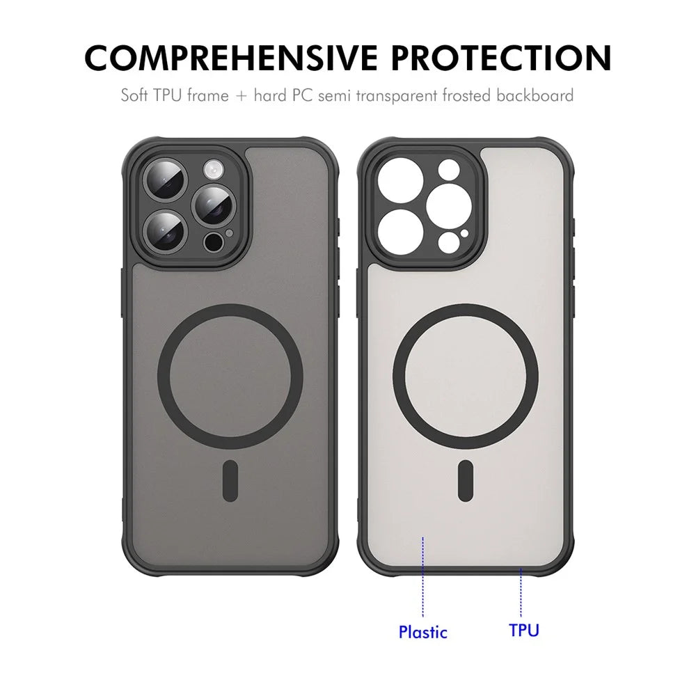 ENKAY HAT PRINCE For iPhone 16 Pro Max Magnetic Case with 9H Tempered Glass PC TPU Matte Phone Cover - Black - 3