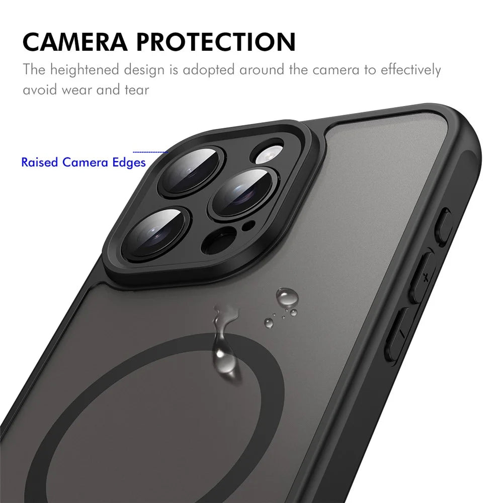 ENKAY HAT PRINCE For iPhone 16 Pro Max Magnetic Case with 9H Tempered Glass PC TPU Matte Phone Cover - Black - 4
