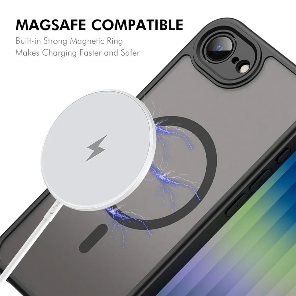ENKAY HAT PRINCE For iPhone 17e / 16e Magnetic Case with 9H Tempered Glass PC TPU Matte Phone Cover - Black - 2
