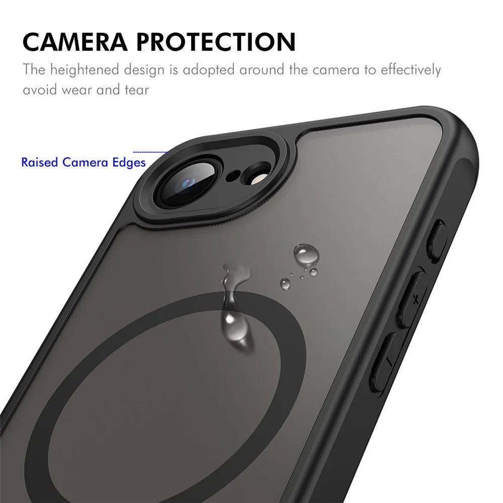 ENKAY HAT PRINCE For iPhone 17e / 16e Magnetic Case with 9H Tempered Glass PC TPU Matte Phone Cover - Black - 4