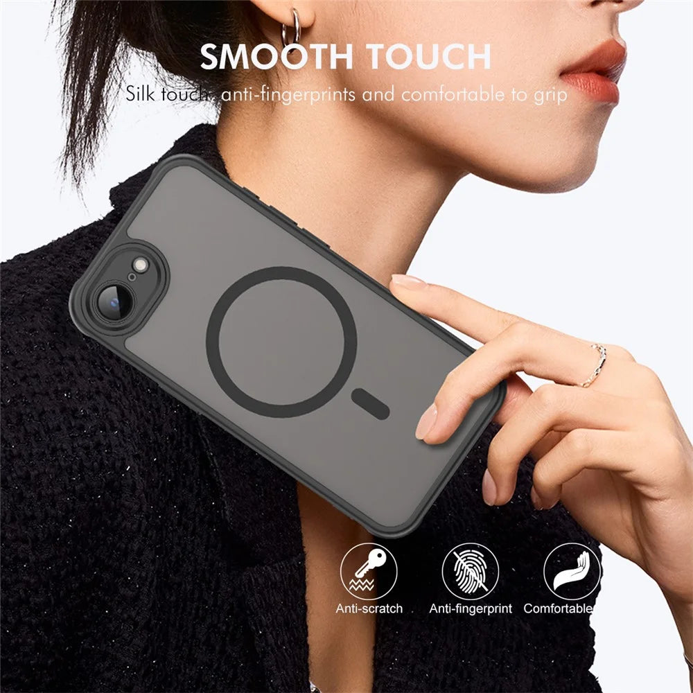ENKAY HAT PRINCE For iPhone 17e / 16e Magnetic Case with 9H Tempered Glass PC TPU Matte Phone Cover - Black - 5