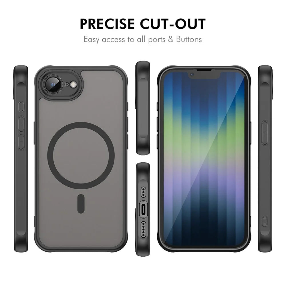ENKAY HAT PRINCE For iPhone 17e / 16e Magnetic Case with 9H Tempered Glass PC TPU Matte Phone Cover - Black - 7