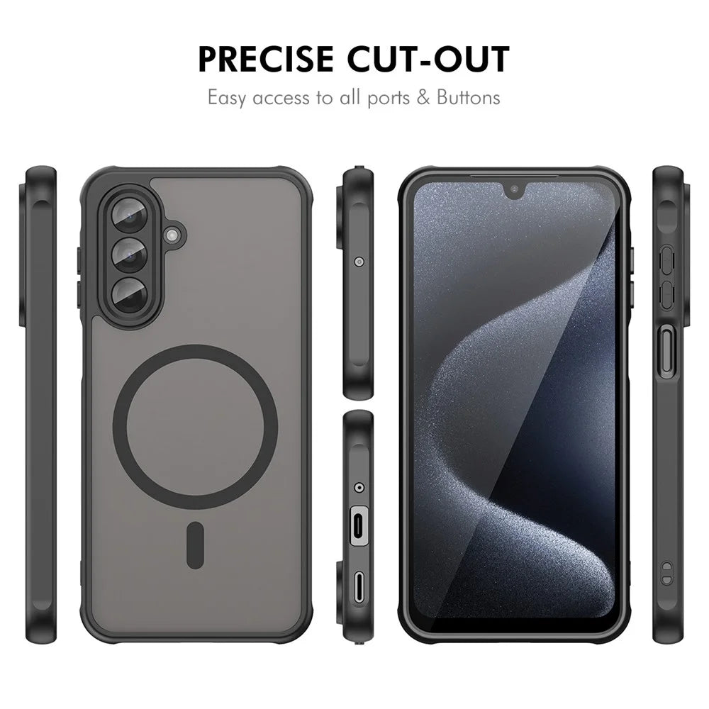 ENKAY HAT PRINCE For Samsung Galaxy A17 5G / A17 4G Magnetic Case with 9H Tempered Glass PC TPU Matte Phone Cover - Black - 7
