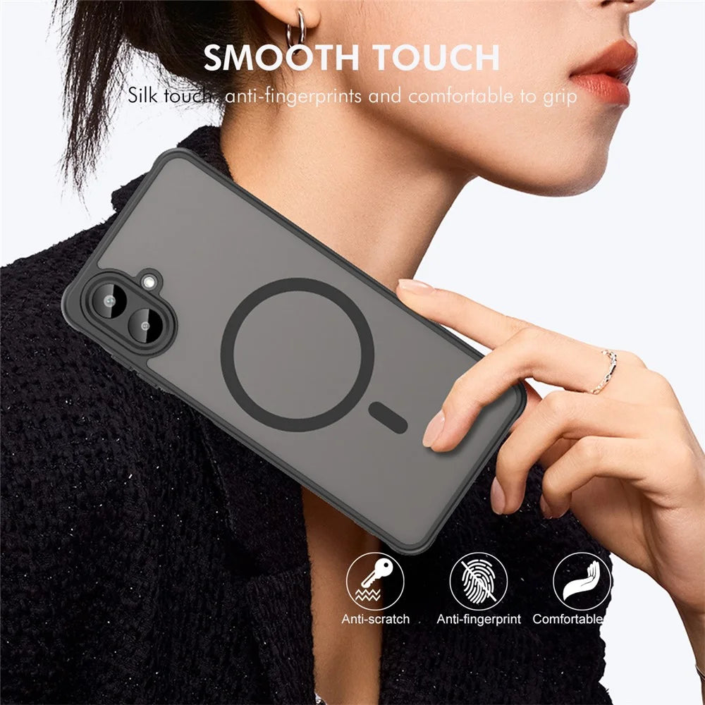 ENKAY HAT PRINCE For Samsung Galaxy A07 4G Magnetic Case with 9H Tempered Glass PC TPU Matte Phone Cover - Black - 5
