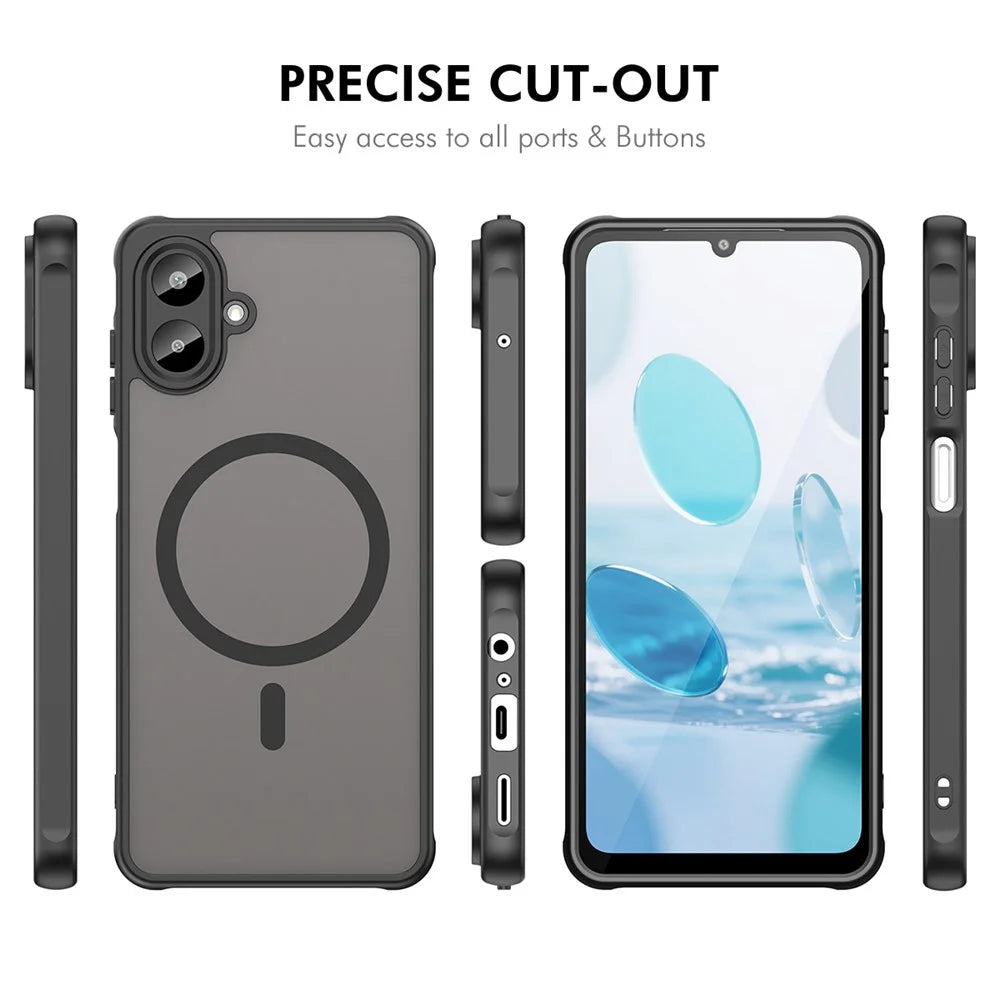 ENKAY HAT PRINCE For Samsung Galaxy A07 4G Magnetic Case with 9H Tempered Glass PC TPU Matte Phone Cover - Black - 7