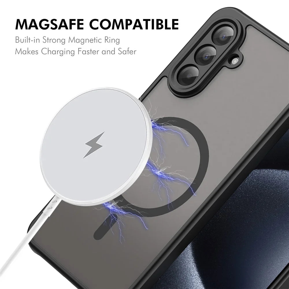 ENKAY HAT PRINCE For Samsung Galaxy A26 5G Magnetic Case with 9H Tempered Glass PC TPU Matte Phone Cover - Black - 2