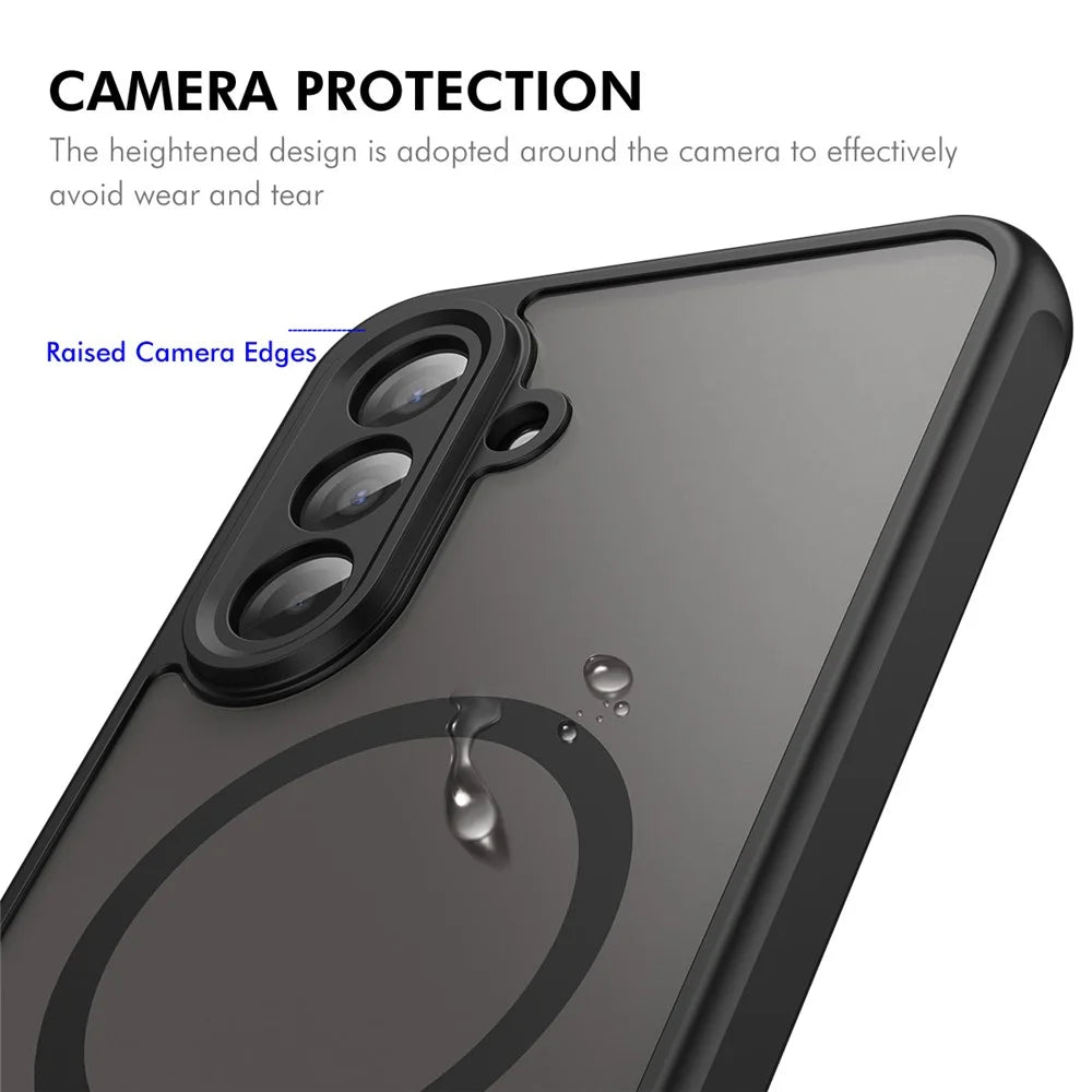 ENKAY HAT PRINCE For Samsung Galaxy A26 5G Magnetic Case with 9H Tempered Glass PC TPU Matte Phone Cover - Black - 4
