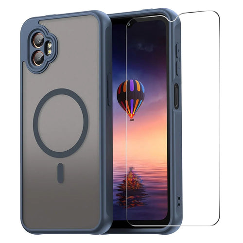 ENKAY HAT PRINCE For Samsung Galaxy XCover7 Pro Magnetic Case with 9H Tempered Glass PC TPU Matte Phone Cover - Blue - 1