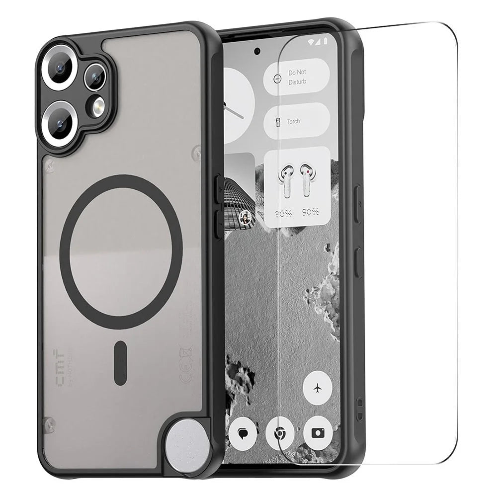 ENKAY HAT PRINCE For Nothing CMF Phone 2 Magnetic Case with 9H Tempered Glass PC TPU Matte Phone Cover - Black - 1