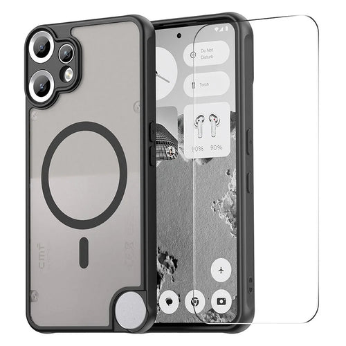 ENKAY HAT PRINCE For Nothing CMF Phone 2 Magnetic Case with 9H Tempered Glass PC TPU Matte Phone Cover - Black - 1