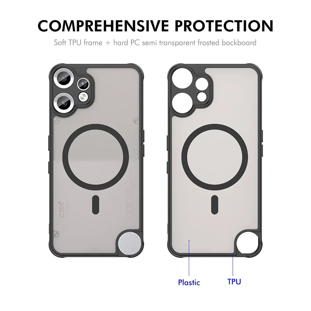 ENKAY HAT PRINCE For Nothing CMF Phone 2 Magnetic Case with 9H Tempered Glass PC TPU Matte Phone Cover - Black - 3