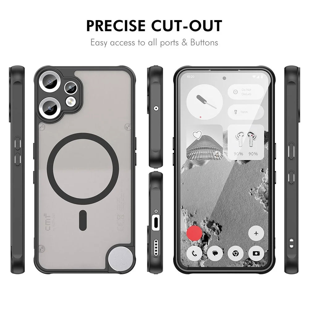 ENKAY HAT PRINCE For Nothing CMF Phone 2 Magnetic Case with 9H Tempered Glass PC TPU Matte Phone Cover - Black - 7