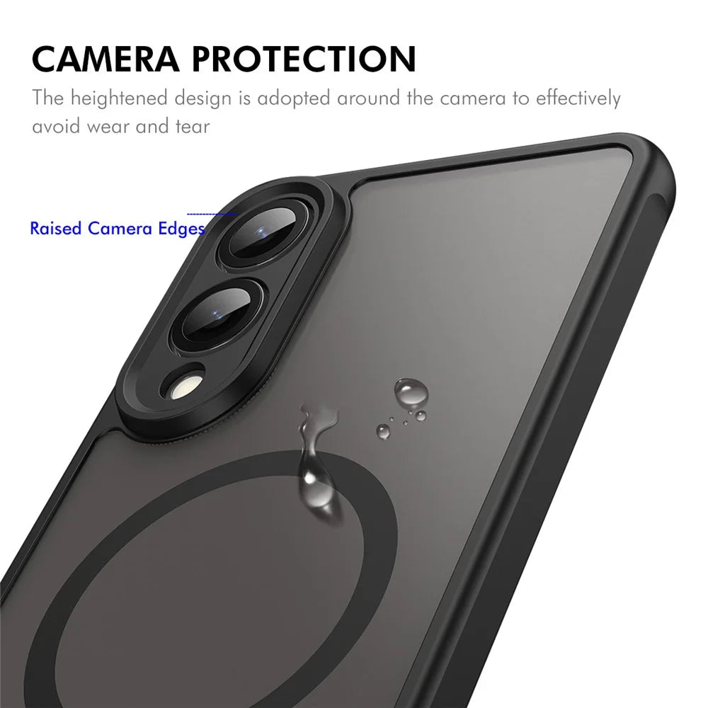 ENKAY HAT PRINCE For Samsung Galaxy S25 Edge Magnetic Case with Tempered Glass Support Ultrasonic Unlocking PC TPU Matte Phone Cover - Black - 4