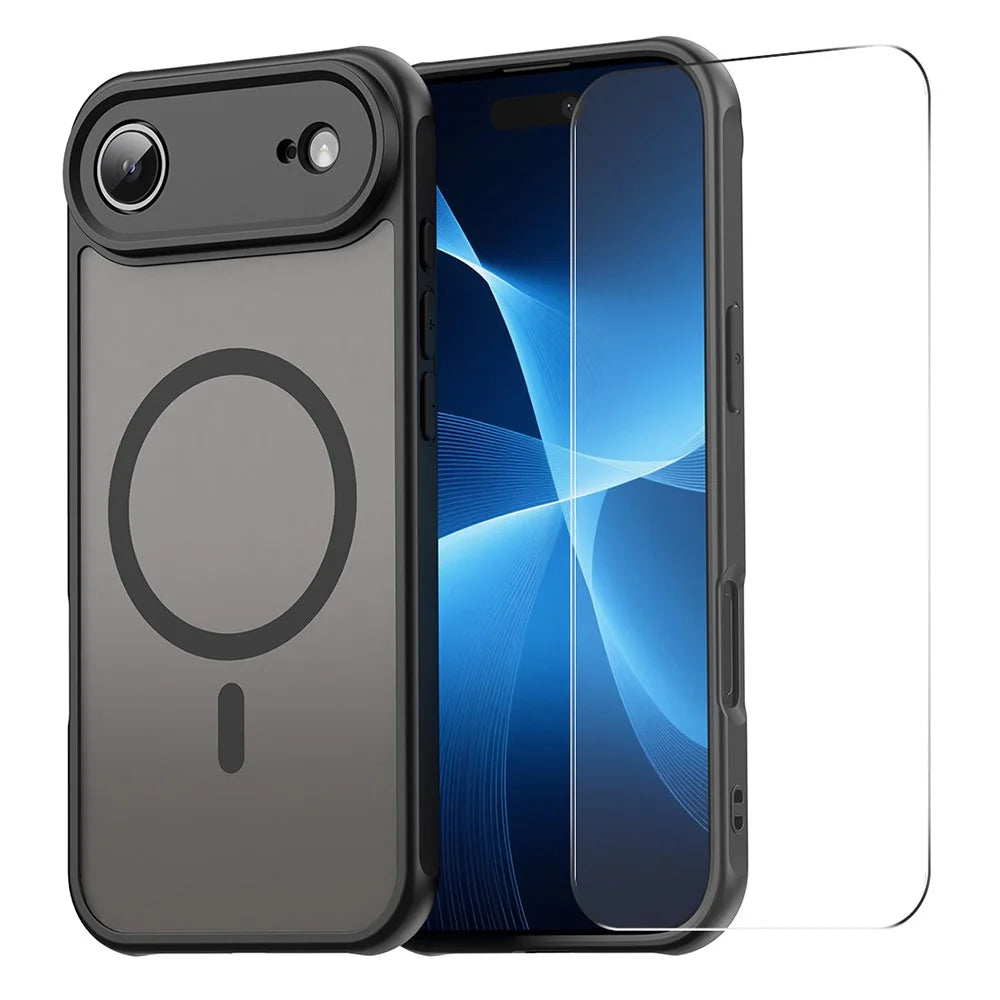 ENKAY HAT PRINCE For iPhone Air Magnetic Case with Hydrogel Film PC TPU Matte Phone Cover - Black - 1