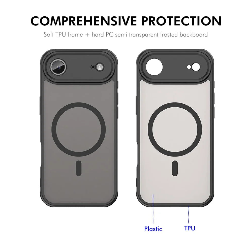 ENKAY HAT PRINCE For iPhone Air Magnetic Case with Hydrogel Film PC TPU Matte Phone Cover - Black - 3