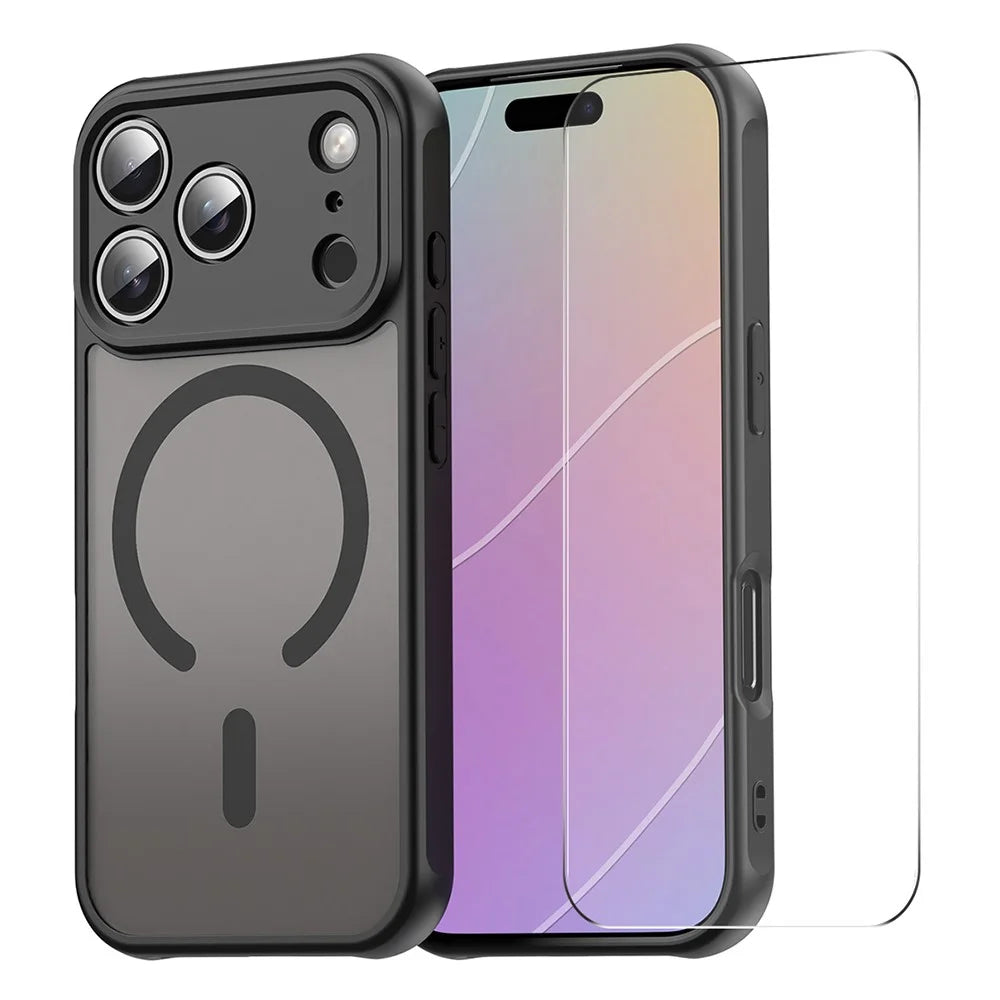 ENKAY HAT PRINCE For iPhone 17 Pro Max Magnetic Case with Hydrogel Film PC TPU Matte Phone Cover - Black - 1