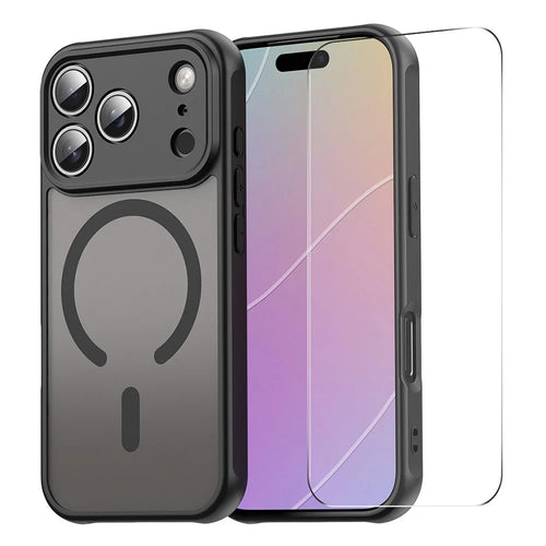 ENKAY HAT PRINCE For iPhone 17 Pro Max Magnetic Case with Hydrogel Film PC TPU Matte Phone Cover - Black - 1