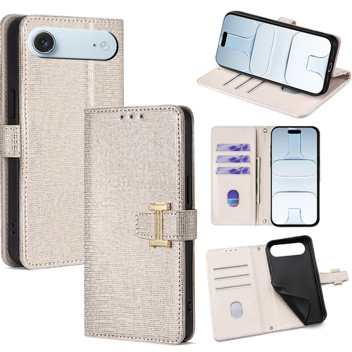 For iPhone Air Case Metal I-Buckle PU Leather Wallet Phone Cover - White - 1