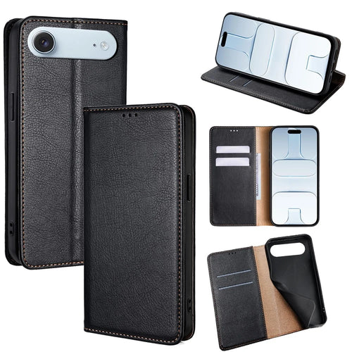 For iPhone Air Case Wallet PU Leather Magnetic Auto-Absorbed Phone Cover - Black - 1