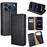For iPhone 17 Pro Case Wallet PU Leather Magnetic Auto-Absorbed Phone Cover - Black - 1