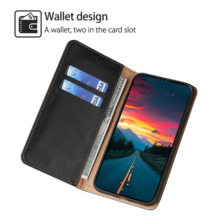 For iPhone 17 Pro Case Wallet PU Leather Magnetic Auto-Absorbed Phone Cover - Black - 2