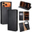For iPhone 17 Pro Max Case Wallet PU Leather Magnetic Auto-Absorbed Phone Cover - Black - 1