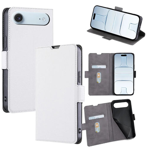 For iPhone Air Case Card Holder PU Leather Phone Cover - White - 1