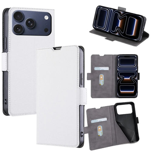 For iPhone 17 Pro Case Card Holder PU Leather Phone Cover - White - 1