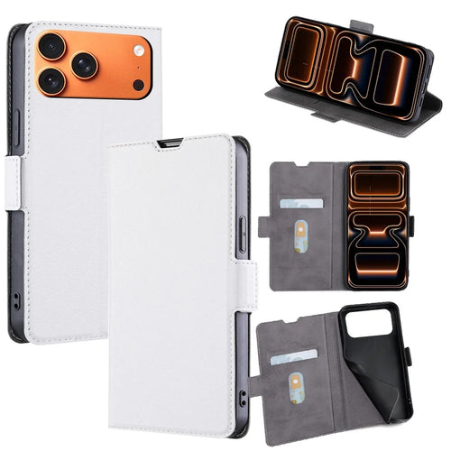 For iPhone 17 Pro Max Case Card Holder PU Leather Phone Cover - White - 1