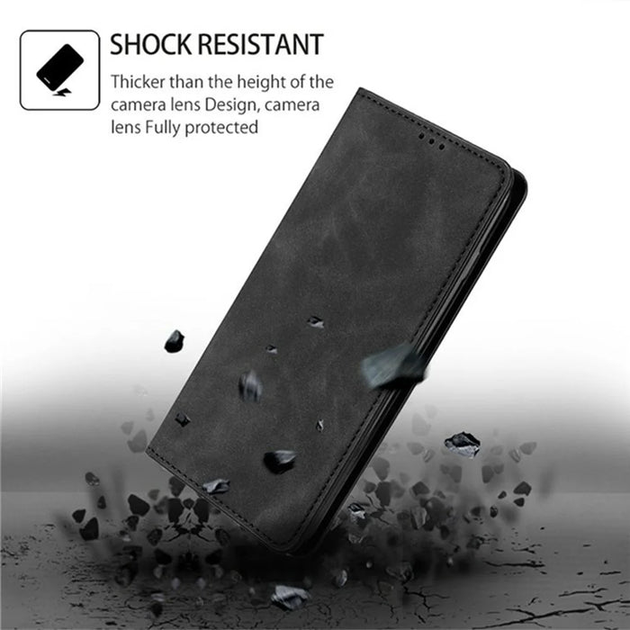 For iPhone 17 Case Card Holder PU Leather Magnetic Closing Phone Cover - Black - 5