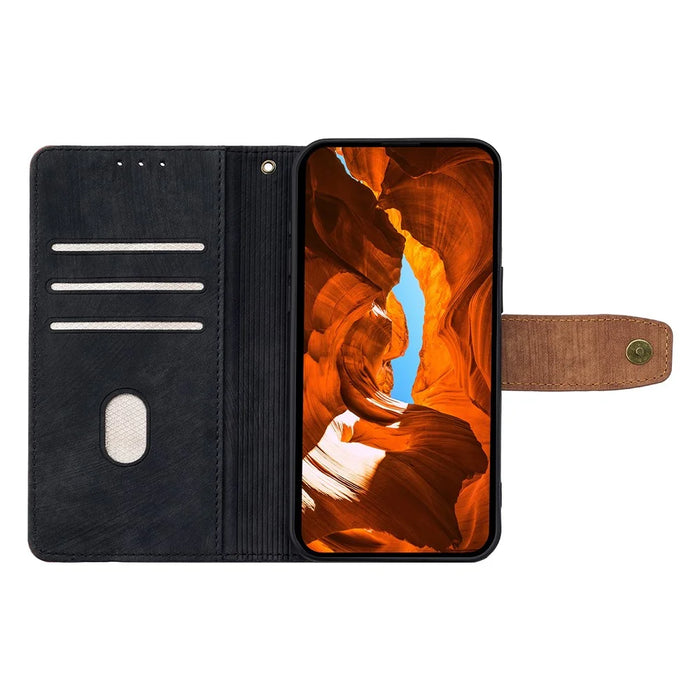 For iPhone 17 Pro Case RFID Blocking Color Splicing PU Leather Wallet Phone Cover - Black - 2