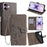 For iPhone 17 Case Butterfly Flower Imprinted PU Leather Wallet Phone Cover - Grey - 1