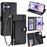 For iPhone 17 Case Zipper Pocket PU Leather Wallet Flip Phone Cover - Black - 1