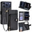 For iPhone 17 Pro Case Zipper Pocket PU Leather Wallet Flip Phone Cover - Black - 1