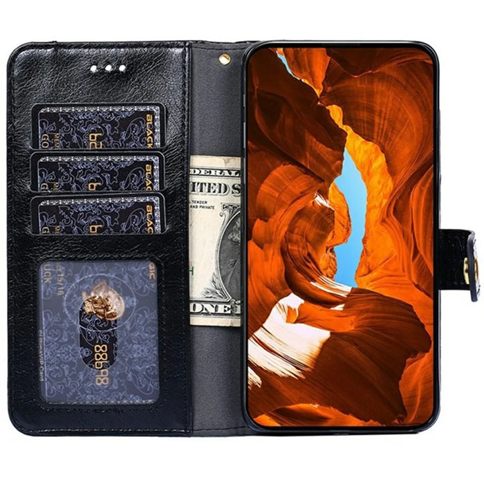 For iPhone 17 Pro Case Zipper Pocket PU Leather Wallet Flip Phone Cover - Black - 2