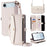 For iPhone Air Case Card Slots Zipper Purse PU Leather Phone Cover with Shoulder Strap - White - 1